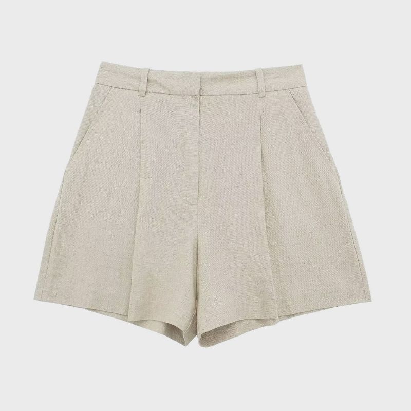 Linen Pleated Shorts