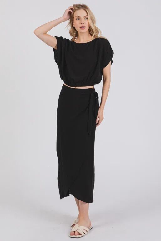 Coastline Wrap Midi Skirt, Colour: Black, Size: Small