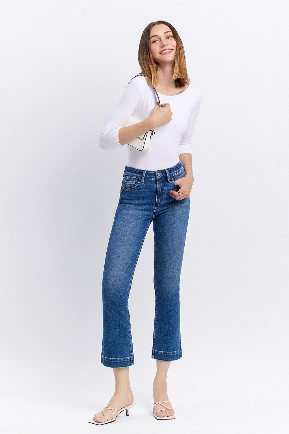 Vervet HR Crop Kick Flare Trouser Jeans, Size: 24