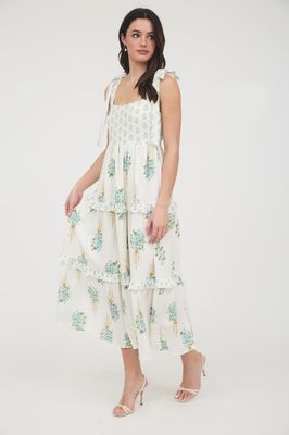 Bloom Babe Tie Strap Tiered Maxi Dress