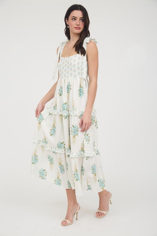 Bloom Babe Tie Strap Tiered Maxi Dress