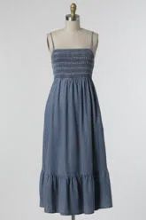 Smocked Tencel Midi Dress, Size: Small
