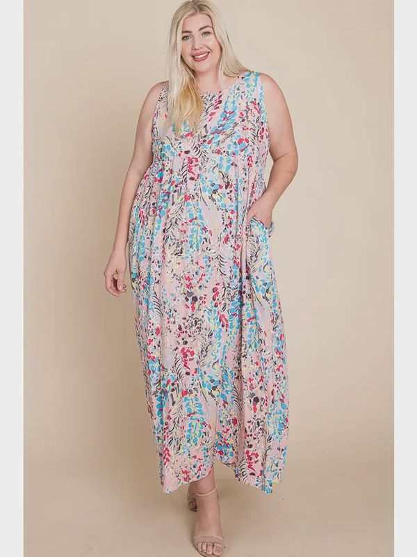 Plus Size Bulgari Print Sleeveless Maxi Dress