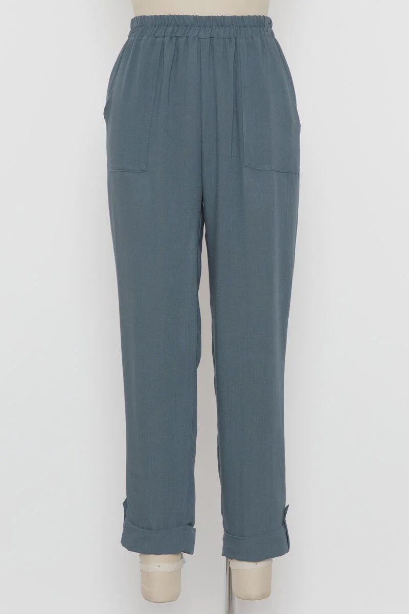Dusty Denim Roll-Up Woven Pants, Size: Small