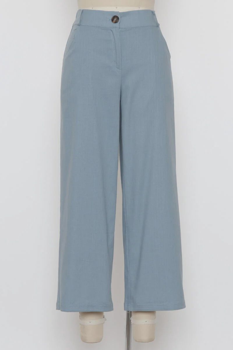 Cool Club Crop Pants – Blue Wide-Leg w/ Pockets, Size: Small