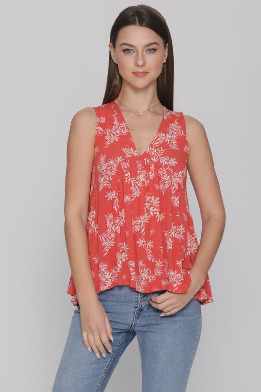 Sunset Glow Flowy V-Neck Tank