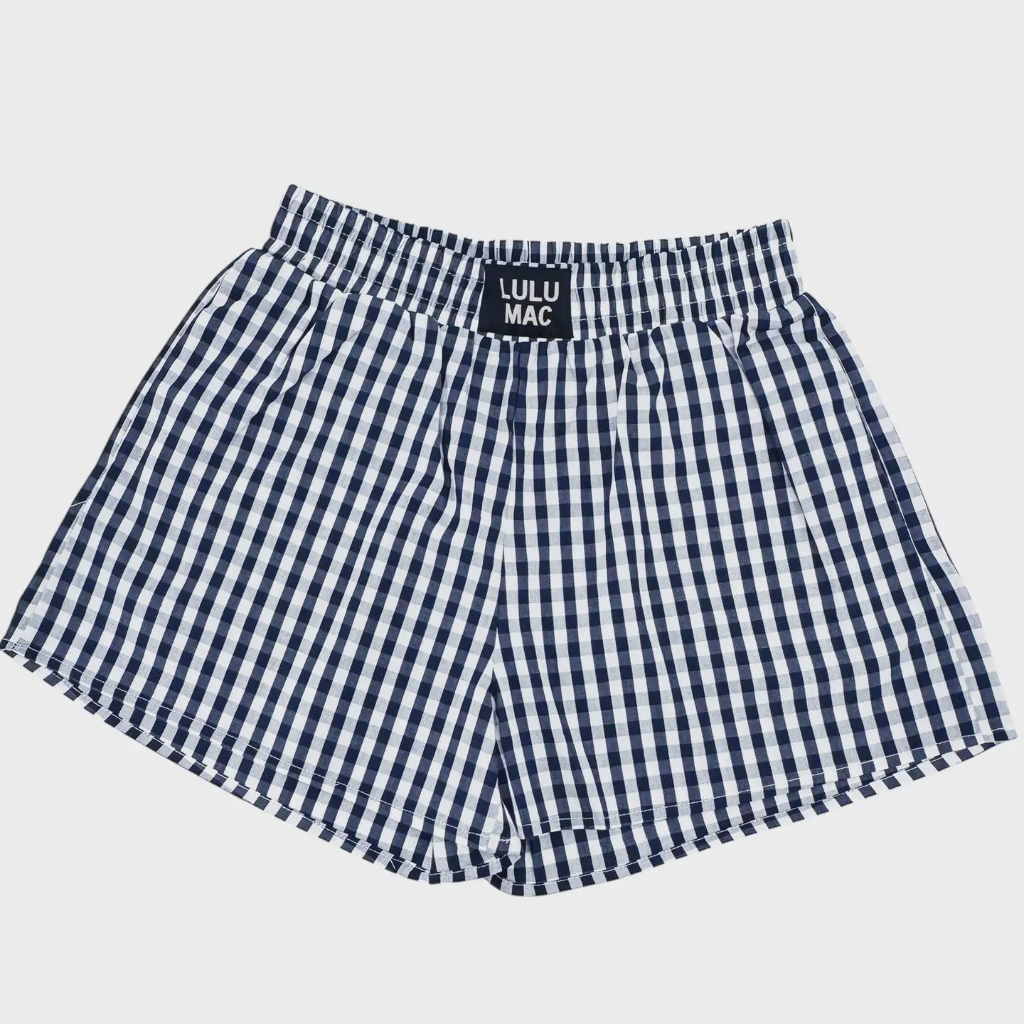 Gingham &amp; Good Vibes Shorts, Colour: Navy Blue, Size: XSmall