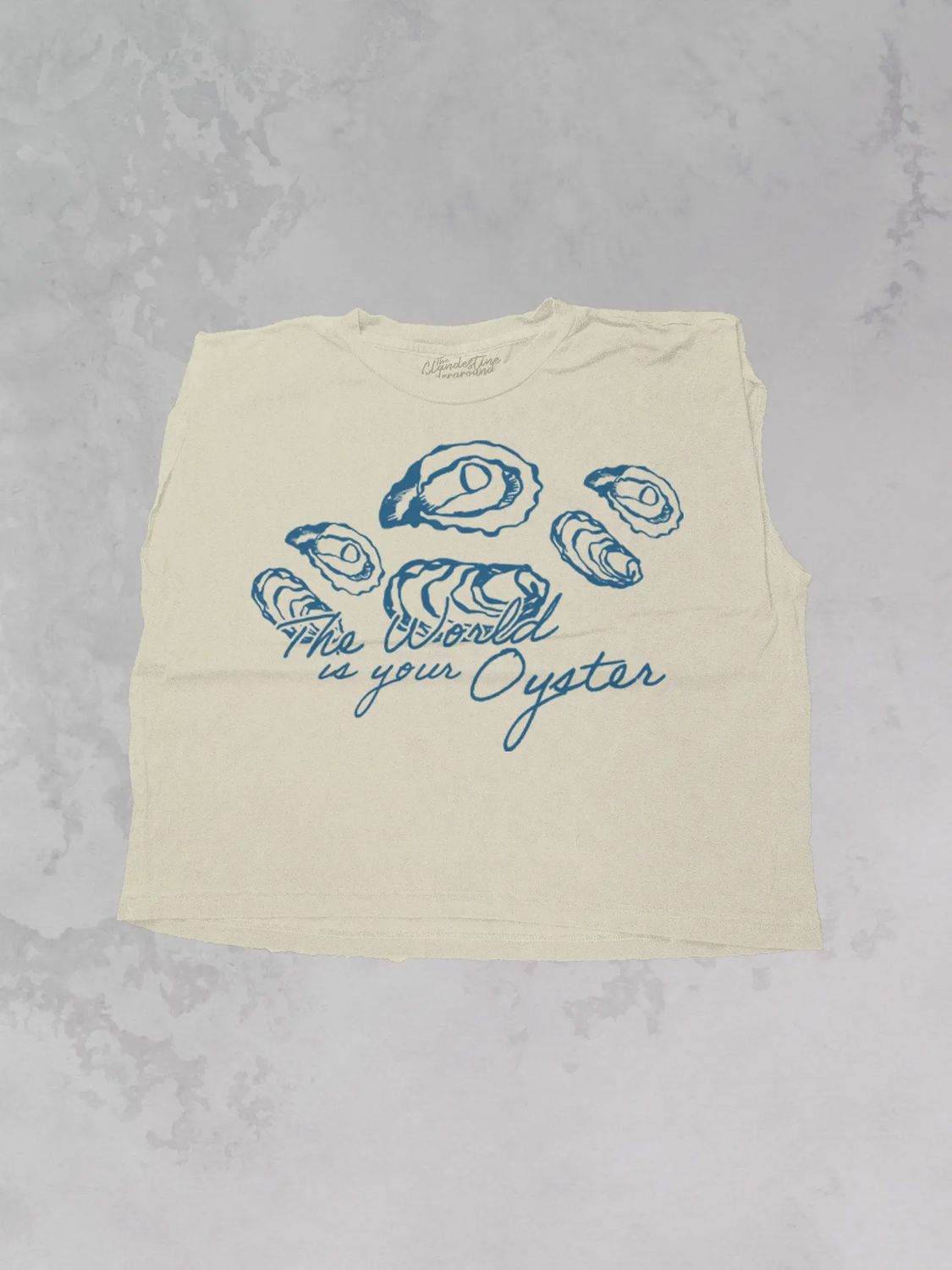 The World Is Your Oyster Vintage Cropped Tank, Size: XS/S