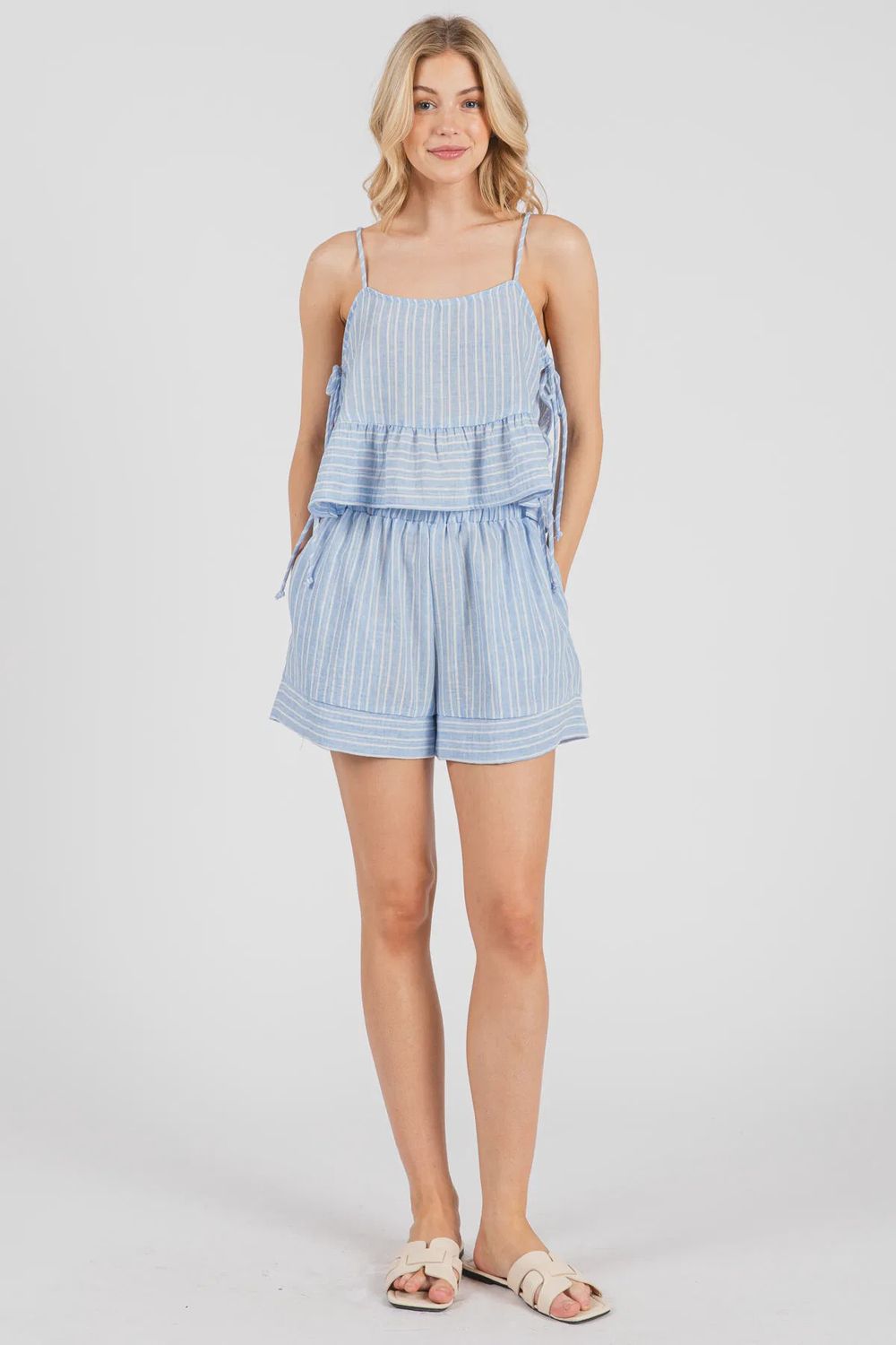Simply Striped – Chic Everyday Shorts, Colour: Chambray, Size: Small