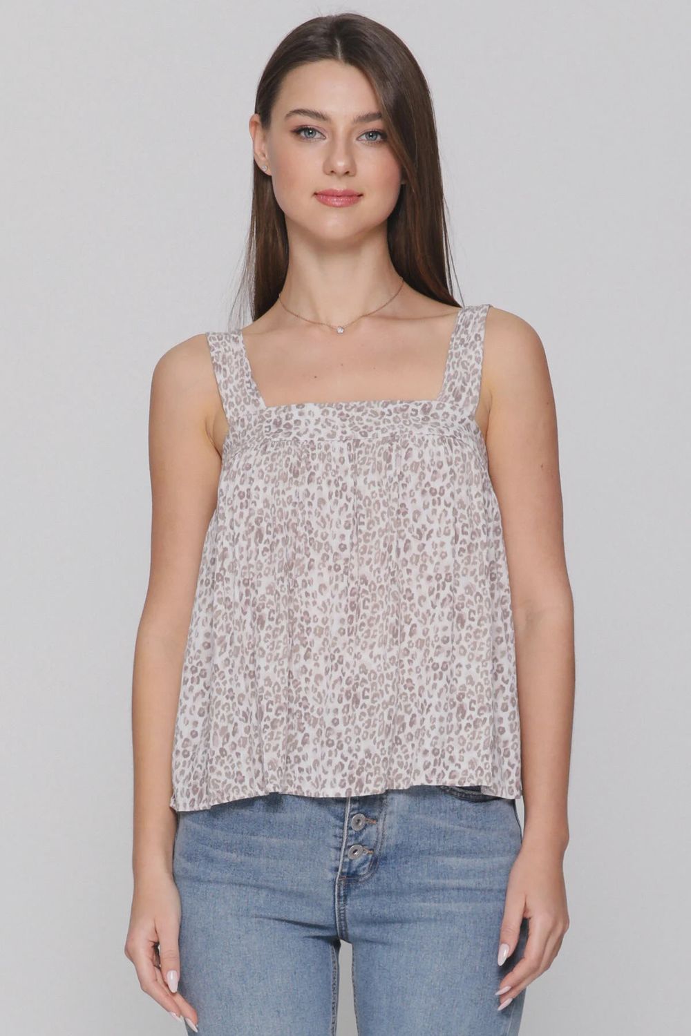 Wild &amp; Washed – Animal Print Gauze Tank, Size: Small
