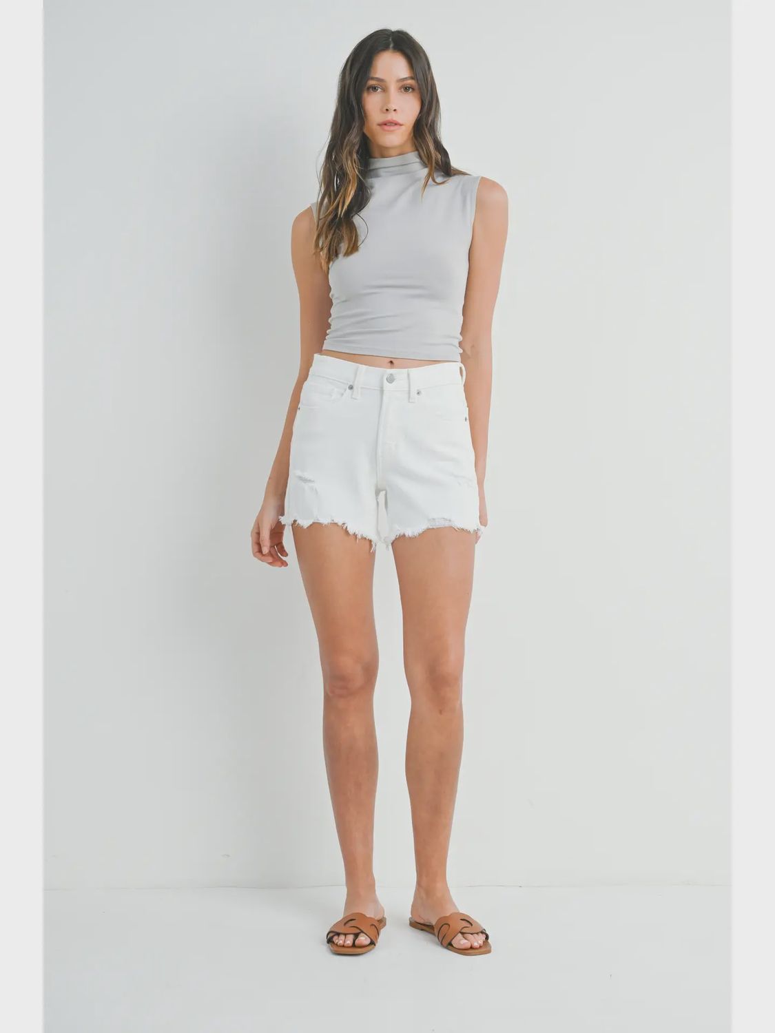 Just USA White Distressed Hem Shorts, Size: XSmall