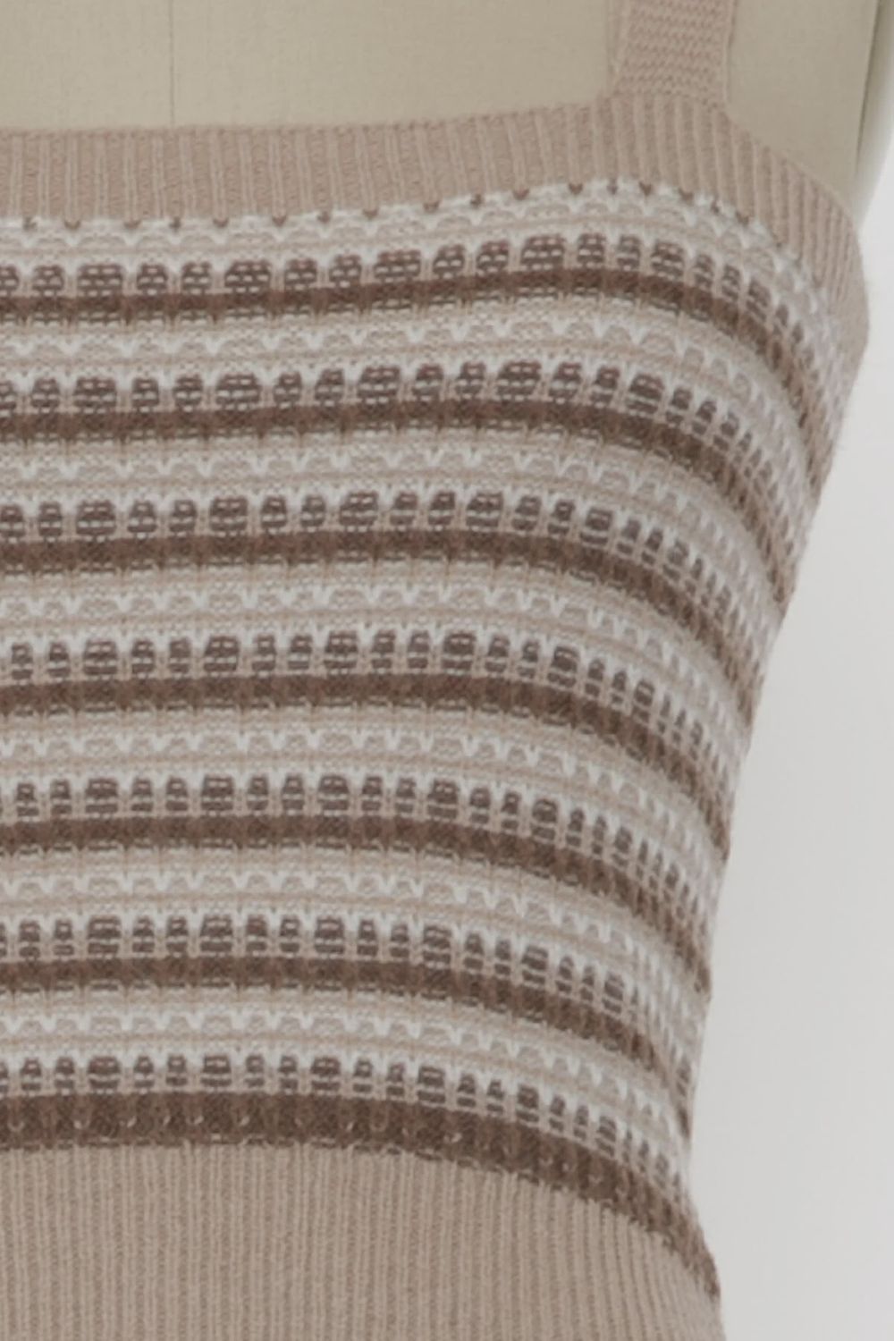 Striped &amp; Sweet – Knit Crop Cami Sweater, Colour: Taupe, Size: Small