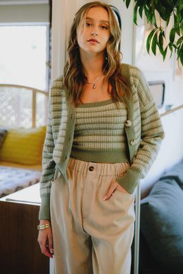 Striped &amp; Sweet – Knit Crop Cami Sweater