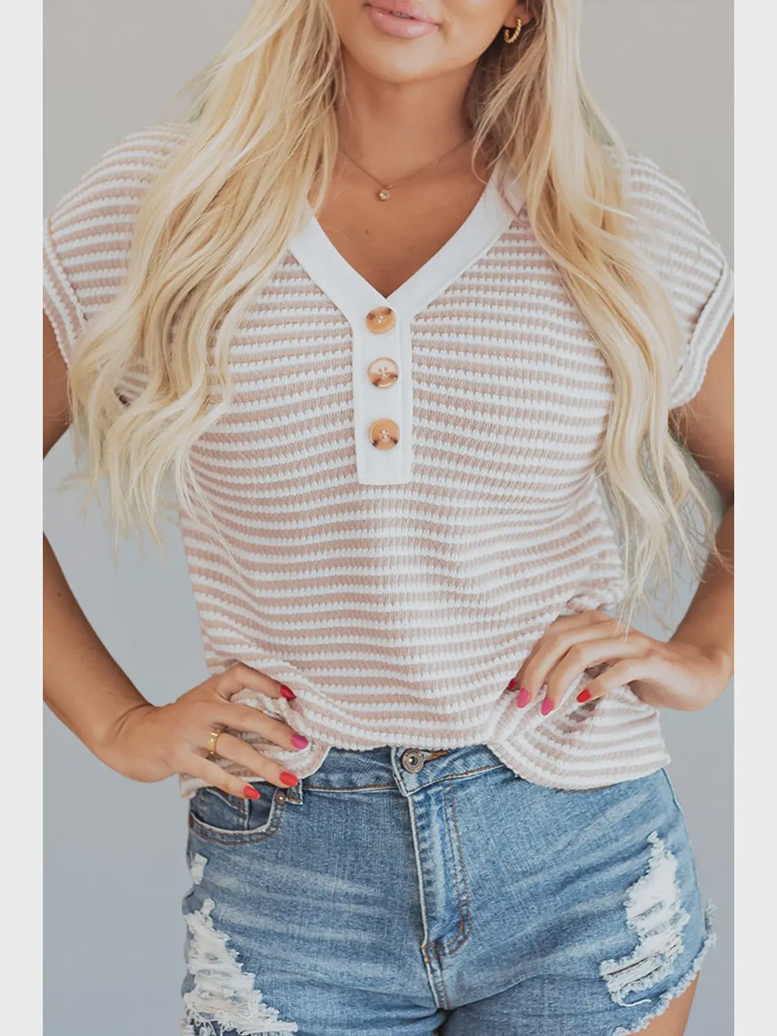 Coastal Stripes V-Neck Striped Sweater, Size: Small