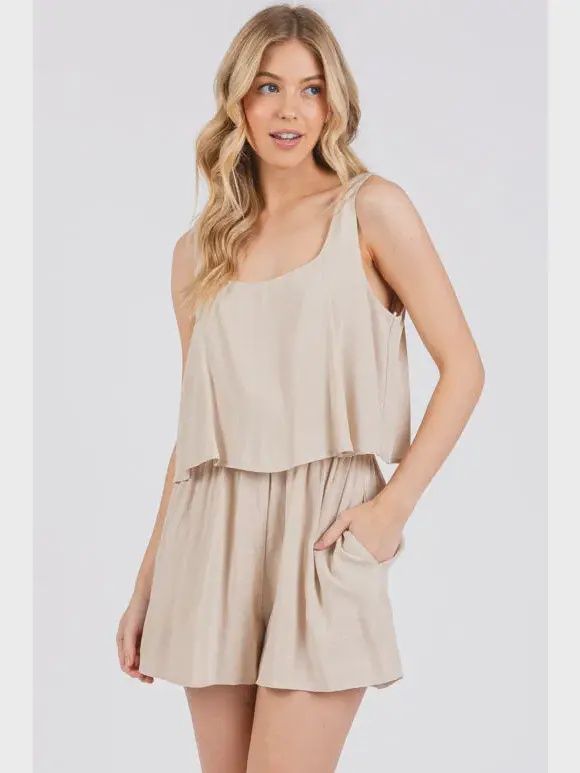 Easy Breeze Sleeveless Romper, Colour: Natural, Size: Small