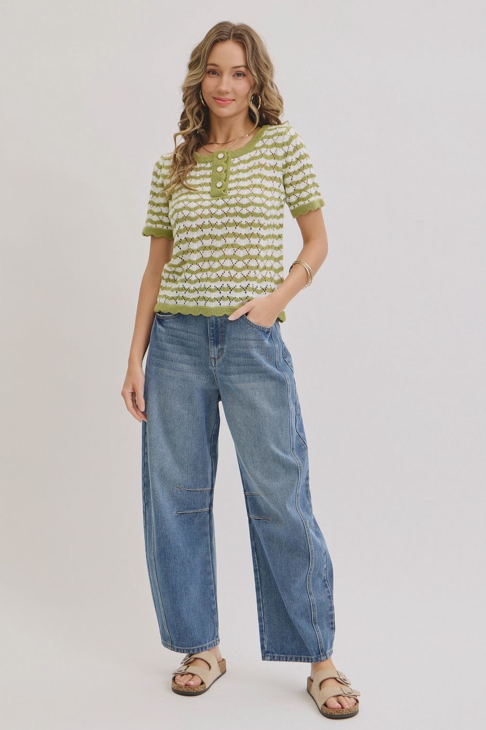 Cool &amp; Casual  Barrel Leg Jeans, Size: Small