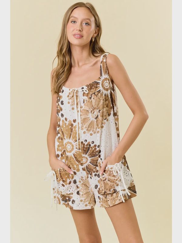 Bloom &amp; Breeze Eyelet Tie-Back Romper