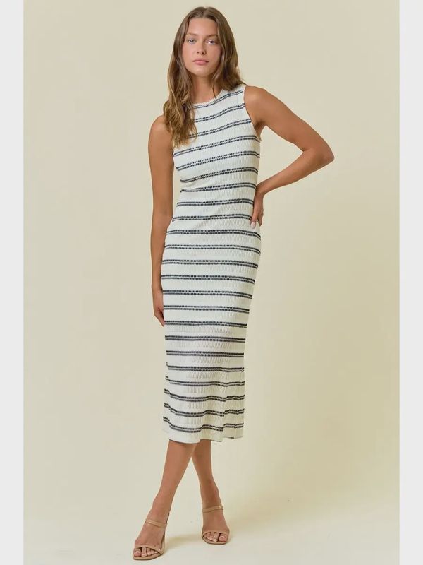 Modern Muse Striped Lace Midi Dress