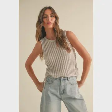 Side Tie Stone Knit Tank, Size: Small