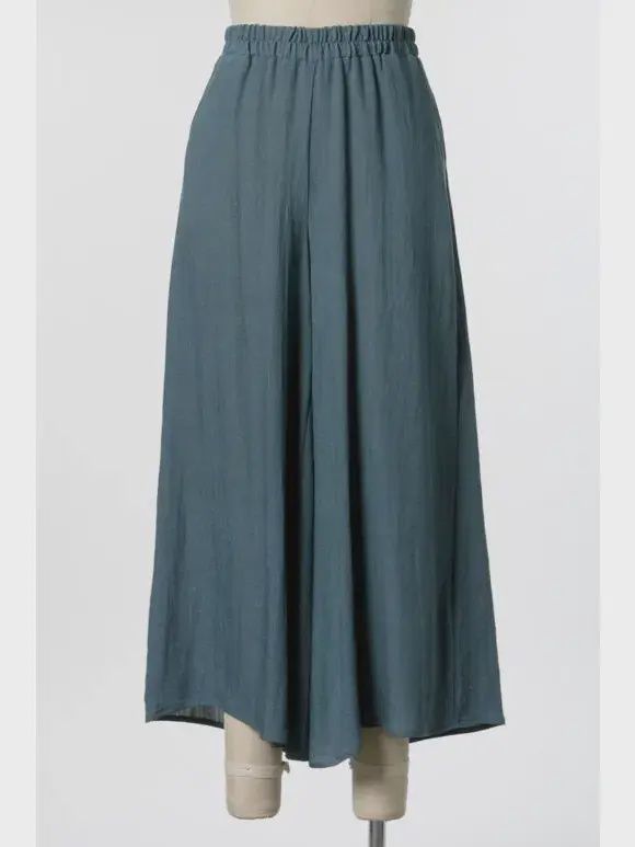 Effortless Style Woven Wide Leg Pants, Colour: Slate, Size: Small