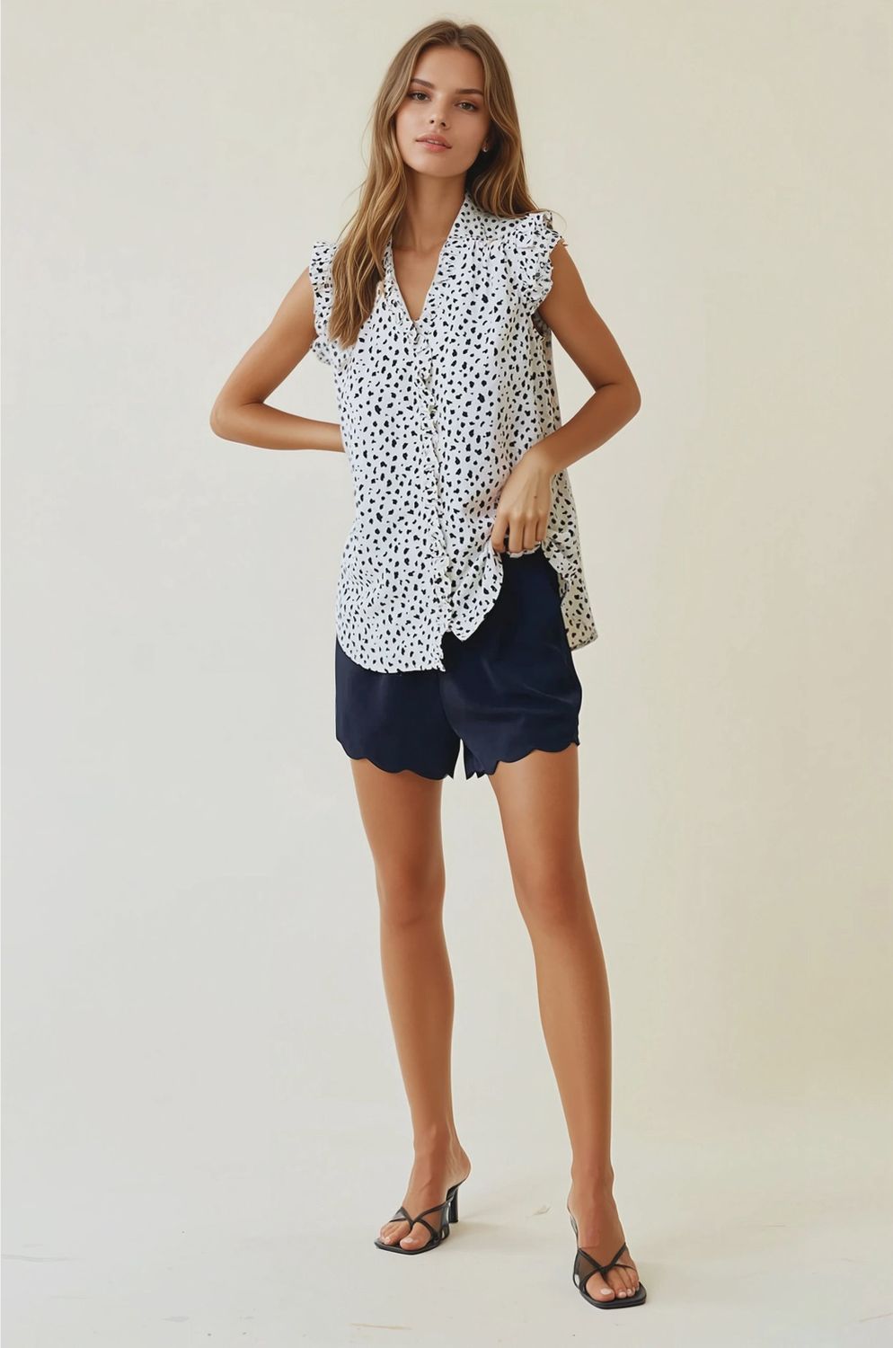 Smocked &amp; Stunning Frilled Print Top, Colour: Ivory, Size: Small