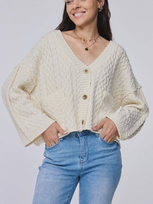 Cozy Button-Up Cable Knit Sweater