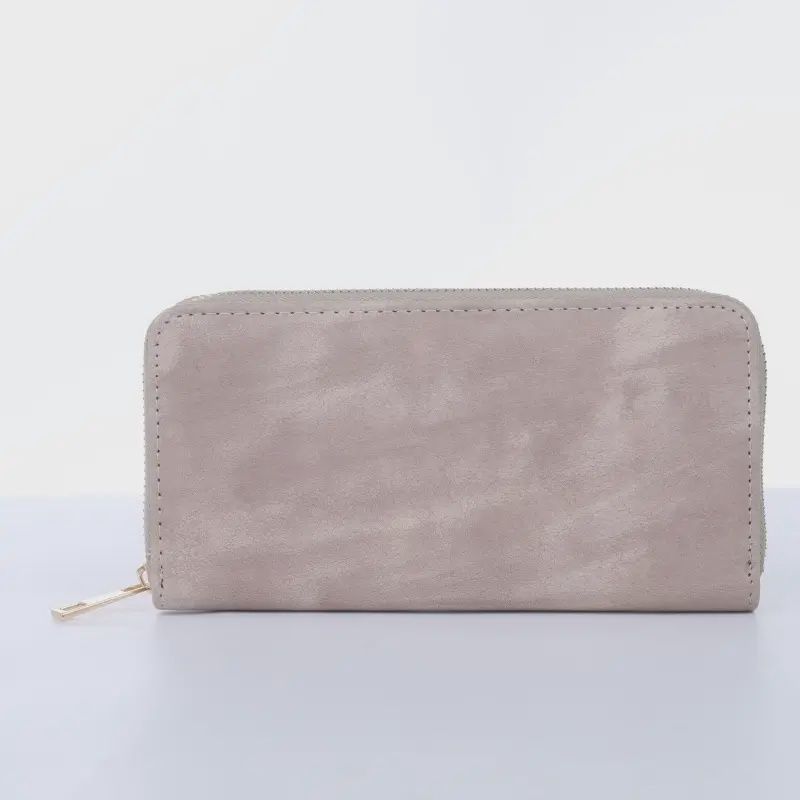 Smooth Zipper Wallet, Colour: Beige