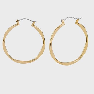 Gold Wave Hoop Earrings