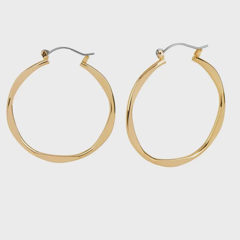 Gold Wave Hoop Earrings