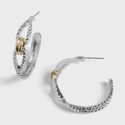 Link Hoop Mixed Metals Earrings