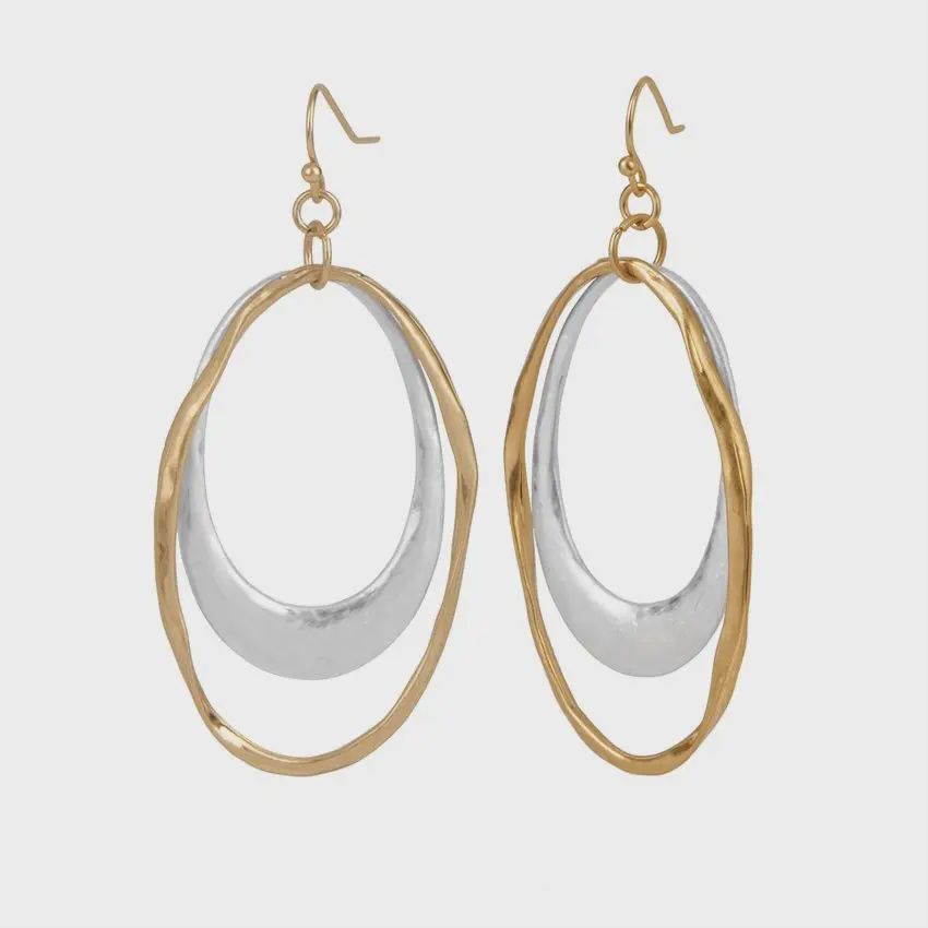 Mixed Metal Double Oval Earrings