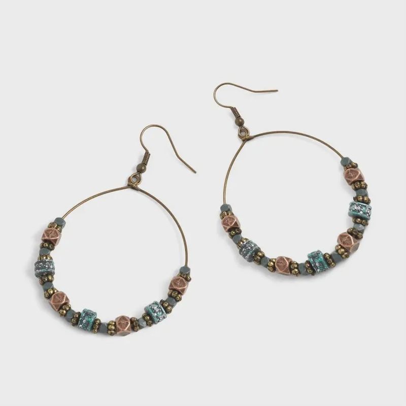 Patina Beaded Hoop Earrings