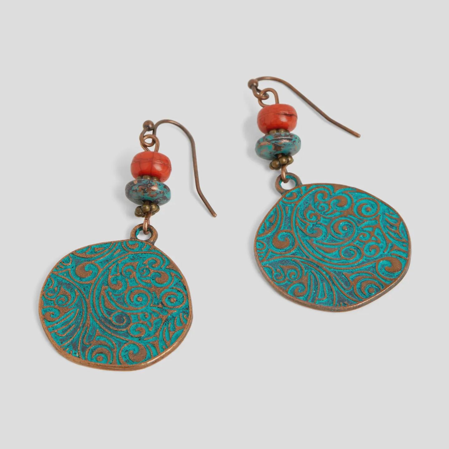 Rustic Beaded Dangle Earrings