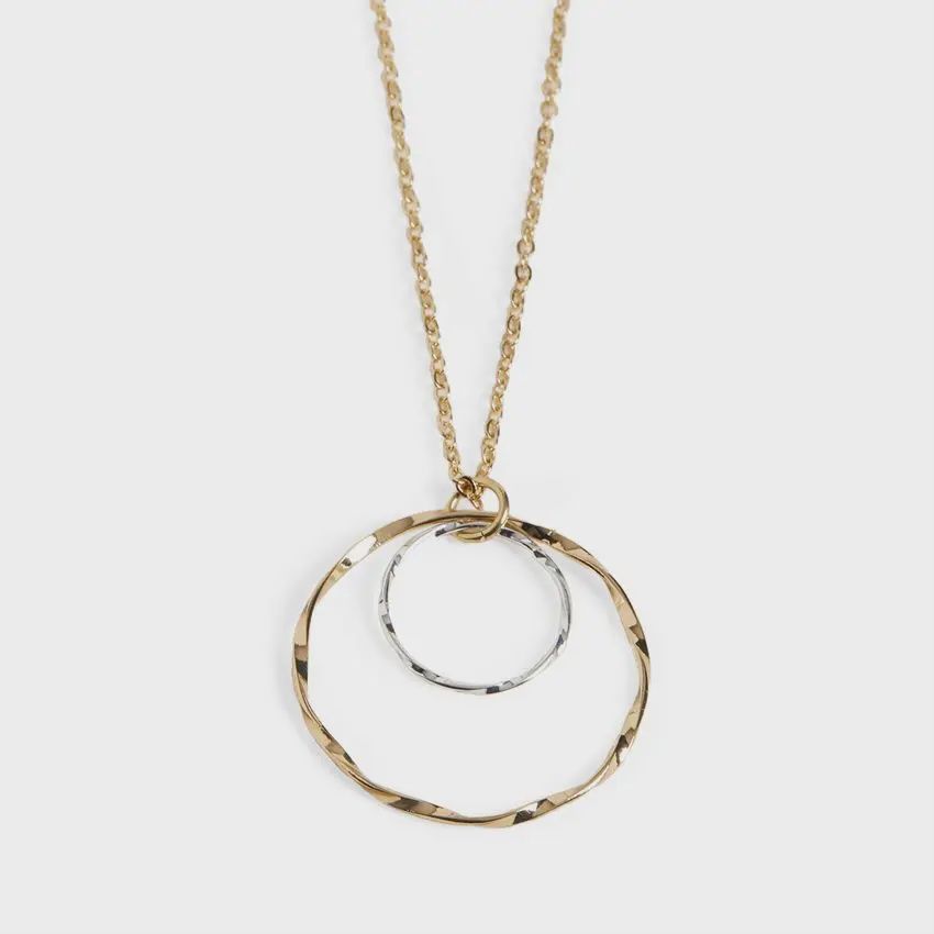Wavy Double Hoop Mixed Metal Necklace
