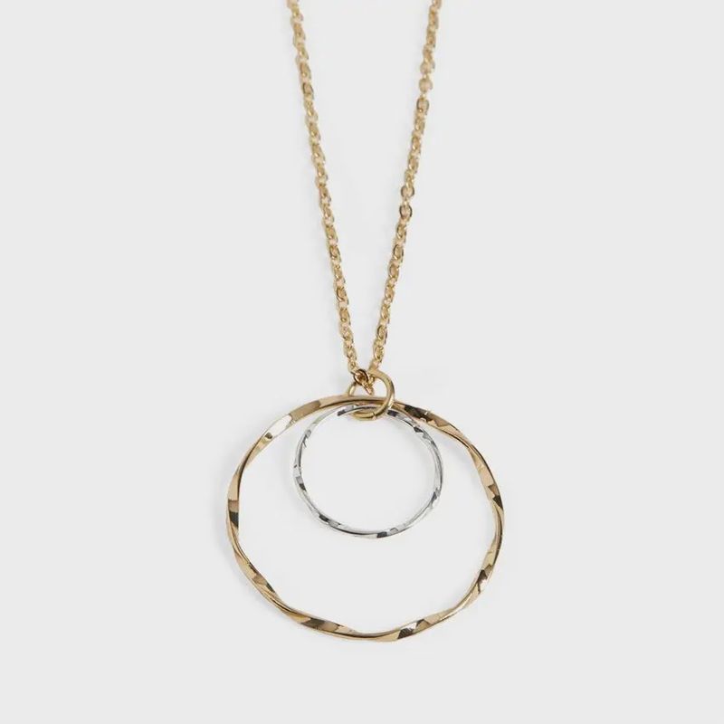Wavy Double Hoop Mixed Metal Necklace