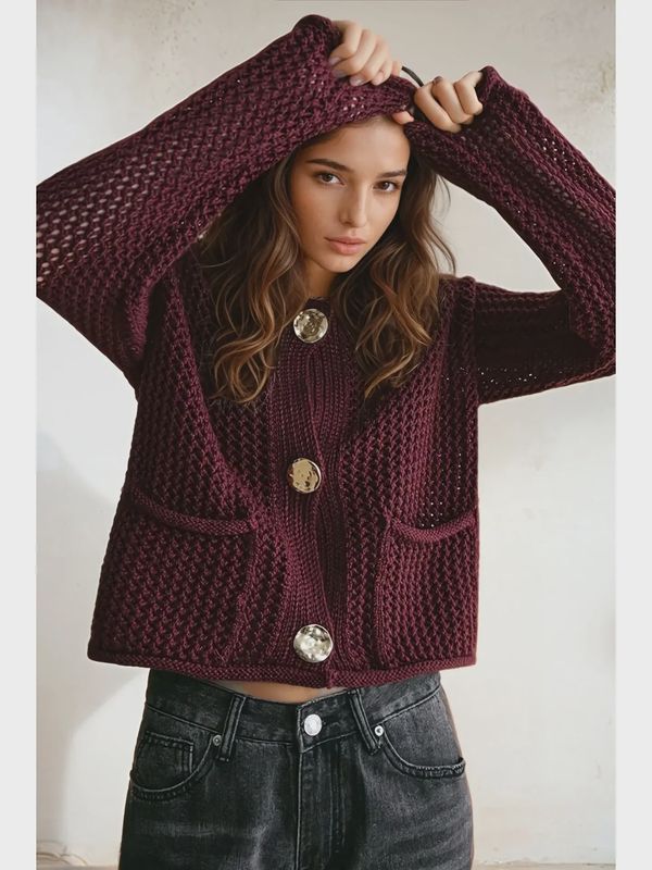 Gold Button Knit Cardigan