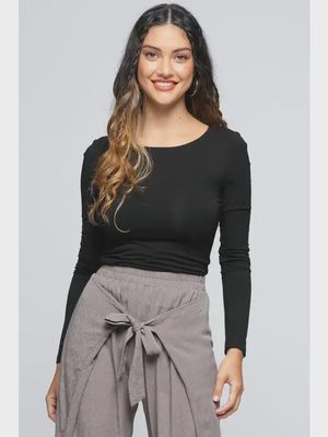 Double Layer Boat Neck Long Sleeve Tee