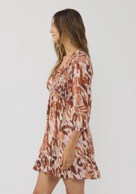 V-Neck Smocked Mini Dress with Ruffle Details