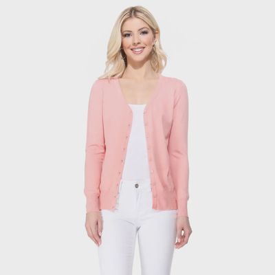 V-Neck Button-Down Knit Cardigan Sweater