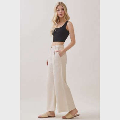 Wide-Leg Cotton Trousers
