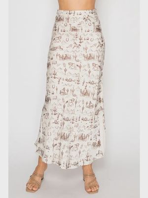 Western-Inspired Satin Maxi Skirt