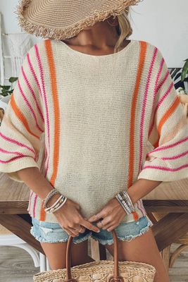 Lightweight Knit Sweater with Stripes