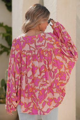 Floral Batwing Sleeve Blouse