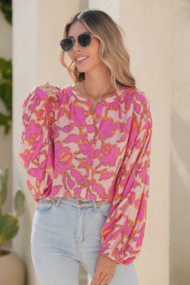 Floral Batwing Sleeve Blouse