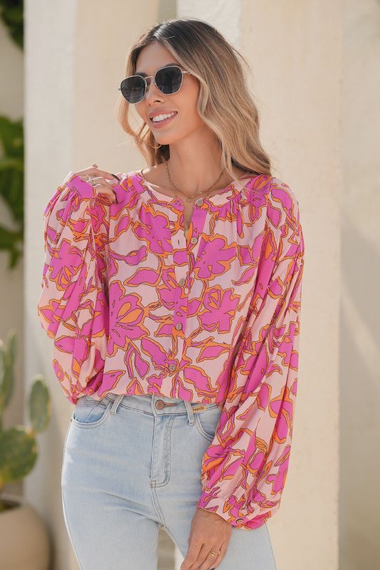 Floral Batwing Sleeve Blouse