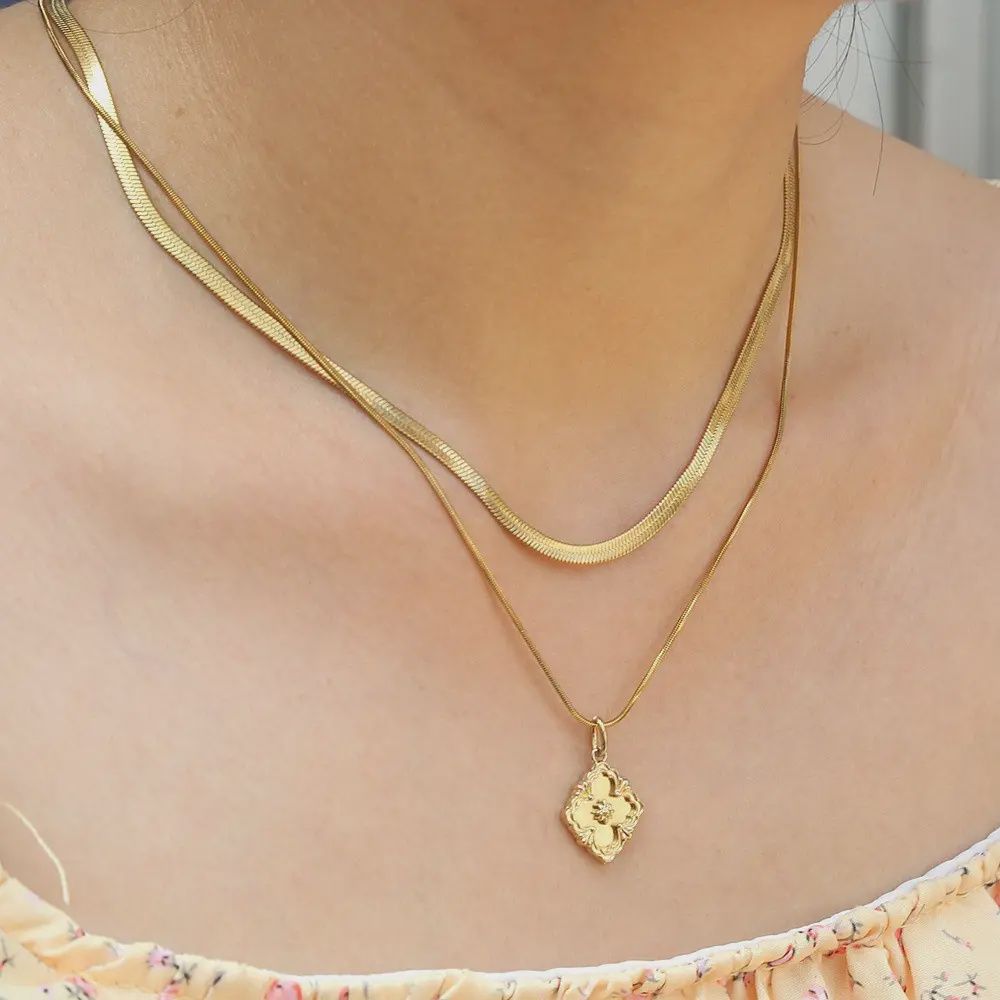 Tarnish Free Charm Layered Necklace
