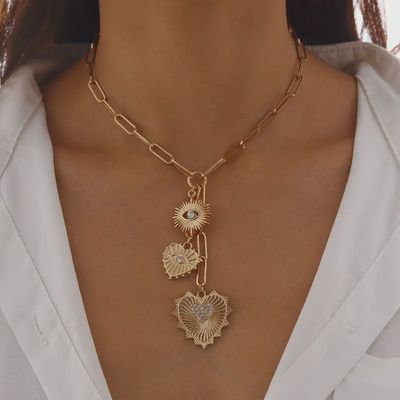 Multi Heart Circle Pendant Necklace