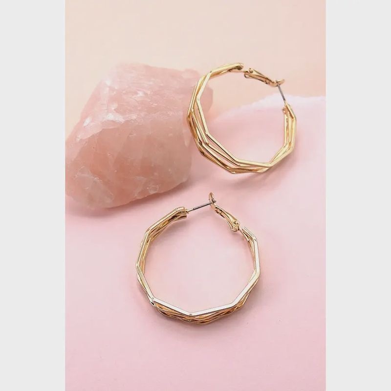Octagon Quad Wire Hoop Earrings