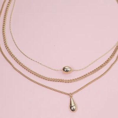 Oval Teardrop Layered Necklace
