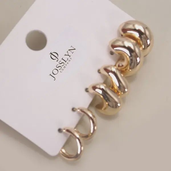 Bubble Hoop Huggie Trio Earrings